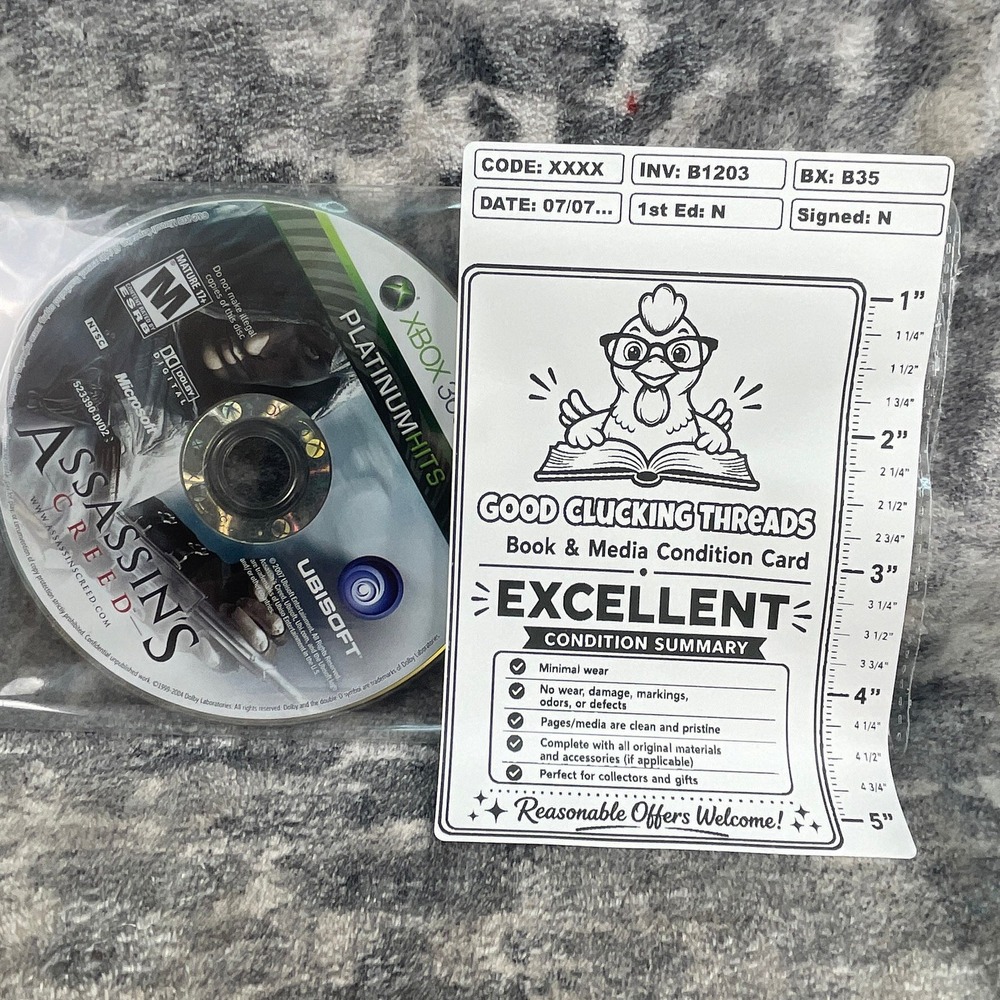 Assassin's Creed Xbox 360 Platinum Hits Ubisoft 2007 Action Stealth Game Disc